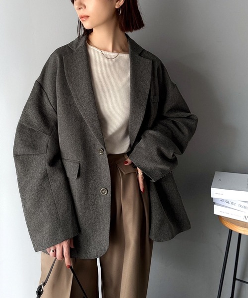 【極美品9月13日まで！！】DORMEUIL アルパカ ヘリンボーン ジャケット セール】羽織るだけでキマる。袖タックヘリンボーンオーバーサイズ