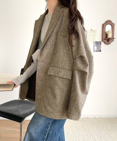 セール】羽織るだけでキマる。袖タックヘリンボーンオーバーサイズ