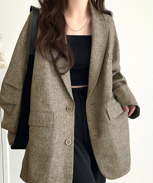 セール】羽織るだけでキマる。袖タックヘリンボーンオーバーサイズ