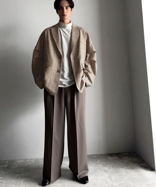 classicalelf（クラシカルエルフ）の「羽織るだけでキマる。袖タックヘリンボーンオーバーサイズジャケット（セットアップ可）（テーラードジャケット・レディース・チャコール/ブラック/グレイッシュベージュ・LARGE/MEDIUM/SMALL/X-LARGE）」の20枚目の写真