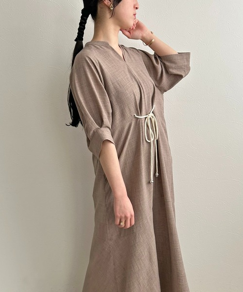 【希少】Burberrys ロングフレアワンピース リネン ウエストベルト hs2022_01a.jpg