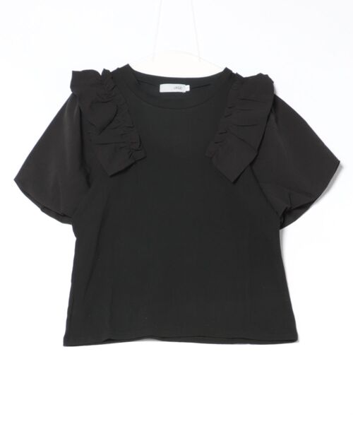 urge:(アージコロン )の「【URGE:】ショルダー フリル 異素材 半袖 カットソー(Tシャツ/カットソー・レディース・ブラック/ホワイト・X-LARGE/LARGE/MEDIUM/SMALL)」の11枚目の写真