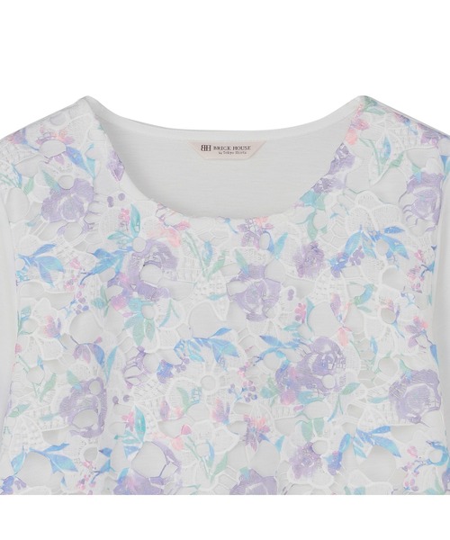 TOKYO SHIRTS(トウキョウシャツ)の「花柄レースプルオーバー 半袖(シャツ/ブラウス・レディース・ブルー/パープル/ピンク・M/L/LL)」の10枚目の写真
