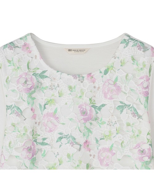 TOKYO SHIRTS(トウキョウシャツ)の「花柄レースプルオーバー 半袖(シャツ/ブラウス・レディース・ブルー/パープル/ピンク・M/L/LL)」の15枚目の写真
