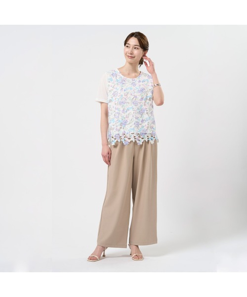TOKYO SHIRTS(トウキョウシャツ)の「花柄レースプルオーバー 半袖(シャツ/ブラウス・レディース・ブルー/パープル/ピンク・M/L/LL)」の22枚目の写真
