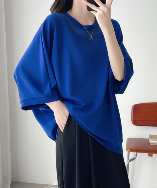 ABITOKYO(アビトーキョー)の「シアー切替ドルマンプルオーバー(スウェット・レディース・ブラック/ブルー/イエロー・M/L/XL)」の10枚目の写真