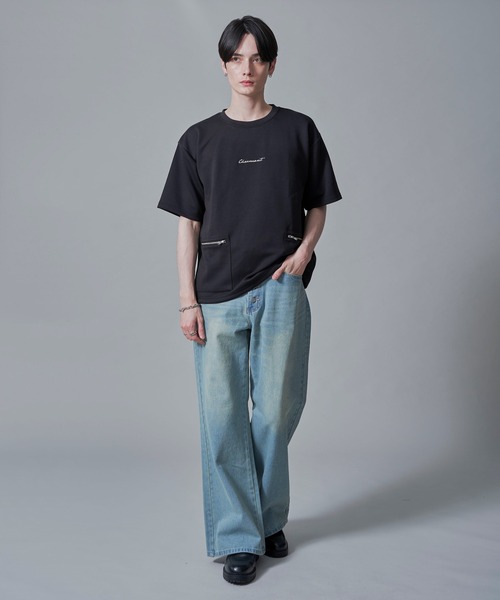 BROWNY(ブラウニー)の「BROWNY/ZIPポケットT(Tシャツ/カットソー・メンズ・ブラック/ホワイト・MEDIUM/LARGE)」の4枚目の写真