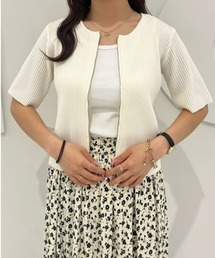 HONEYSUCKLE ROSE(ハニーサックルローズ)【レディース】フロントジップ半袖ニット