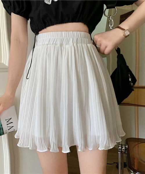 Teem Store(チームストア)の「【インパン付き】ふんわりプリーツフレア ミニスカート(スカート・レディース・ブラック/ホワイト/ピンク・F)」の12枚目の写真