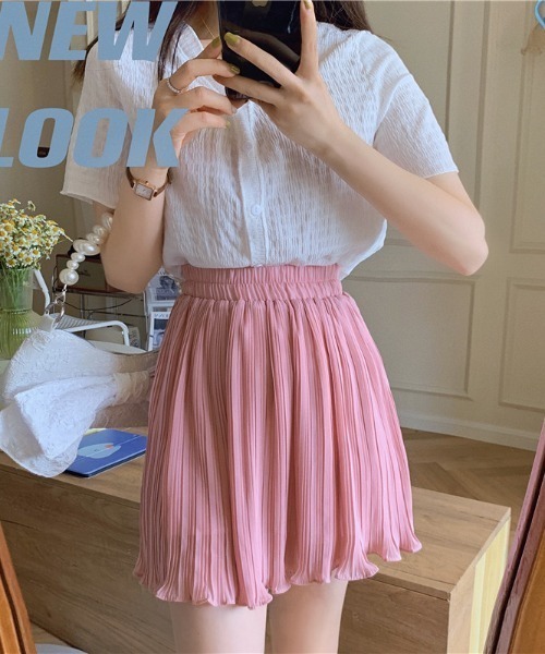 Teem Store(チームストア)の「【インパン付き】ふんわりプリーツフレア ミニスカート(スカート・レディース・ブラック/ホワイト/ピンク・F)」の8枚目の写真