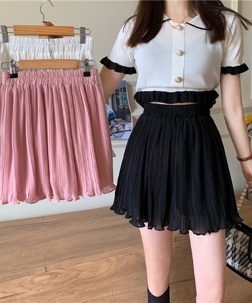 Teem Store(チームストア)の「【インパン付き】ふんわりプリーツフレア ミニスカート(スカート・レディース・ブラック/ホワイト/ピンク・F)」の4枚目の写真