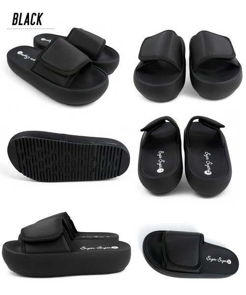 Sugar Sugar（シュガーシュガー）の「シュガー クッション スライド サンダル【SUGAR SUGAR シュガーシュガー】9202 レディース ミュールサンダル スリッポン さっと履ける マシュマロ　柔らかい（サンダル・レディース・ブラック/アイボリー・S/M/L/LL）」の19枚目の写真