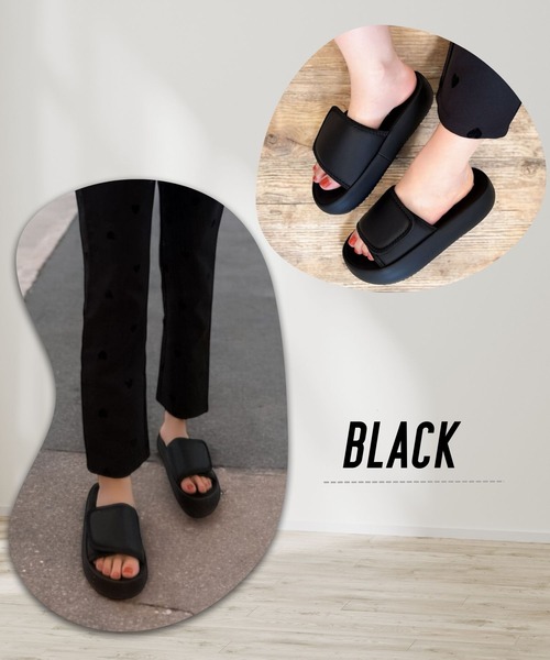 Sugar Sugar（シュガーシュガー）の「シュガー クッション スライド サンダル【SUGAR SUGAR シュガーシュガー】9202 レディース ミュールサンダル スリッポン さっと履ける マシュマロ　柔らかい（サンダル・レディース・ブラック/アイボリー・S/M/L/LL）」の18枚目の写真