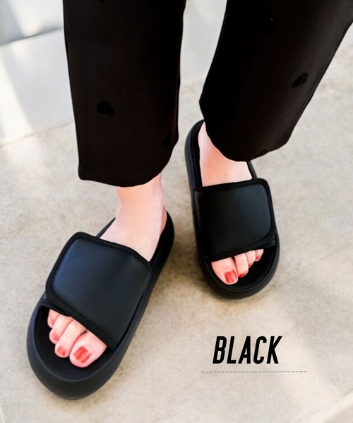 Sugar Sugar（シュガーシュガー）の「シュガー クッション スライド サンダル【SUGAR SUGAR シュガーシュガー】9202 レディース ミュールサンダル スリッポン さっと履ける マシュマロ　柔らかい（サンダル・レディース・ブラック/アイボリー・S/M/L/LL）」の16枚目の写真