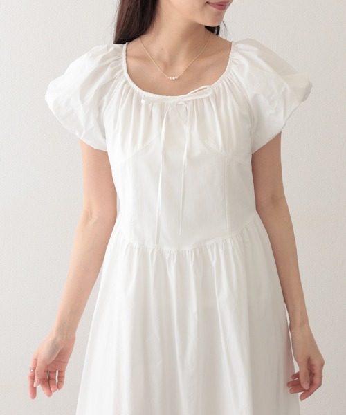 Lace Ladies（レースレディース）の「ポシェット付き ラウンドネック ギャザー ロング ワンピース（ワンピース・レディース・アイボリー/ブルー/イエロー/グリーン・FREE）」の8枚目の写真