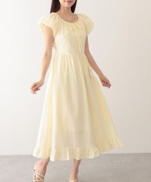 Lace Ladies（レースレディース）の「ポシェット付き ラウンドネック ギャザー ロング ワンピース（ワンピース・レディース・アイボリー/ブルー/イエロー/グリーン・FREE）」の12枚目の写真