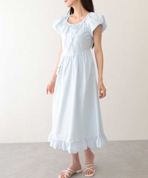 Lace Ladies（レースレディース）の「ポシェット付き ラウンドネック ギャザー ロング ワンピース（ワンピース・レディース・アイボリー/ブルー/イエロー/グリーン・FREE）」の19枚目の写真