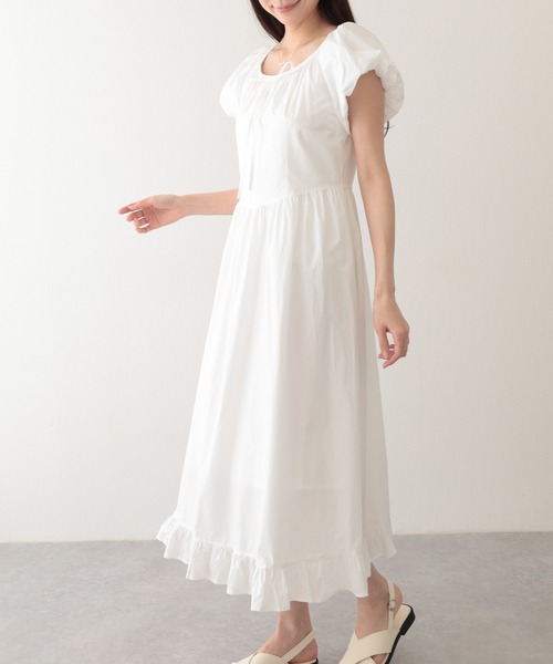 Lace Ladies（レースレディース）の「ポシェット付き ラウンドネック ギャザー ロング ワンピース（ワンピース・レディース・アイボリー/ブルー/イエロー/グリーン・FREE）」の5枚目の写真