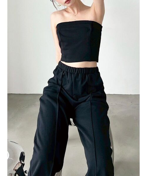 RESEXXY(リゼクシー)の「スウェットベアトップス【セットアップ着用可能】(キャミソール・レディース・ライトグレー/チャコールグレー/ブラック・FREE)」の1枚目の写真