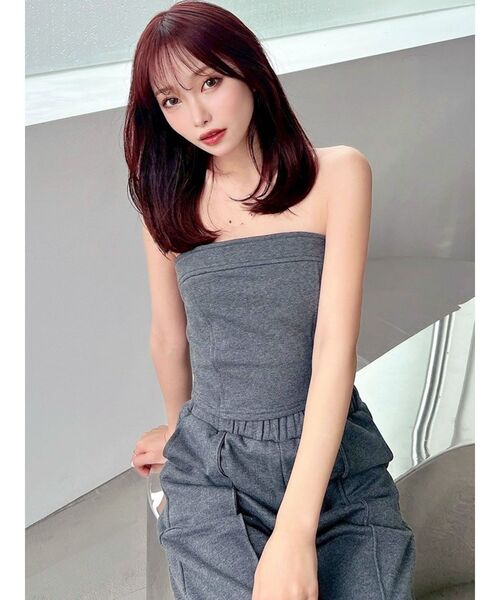 RESEXXY(リゼクシー)の「スウェットベアトップス【セットアップ着用可能】(キャミソール・レディース・ライトグレー/チャコールグレー/ブラック・FREE)」の14枚目の写真