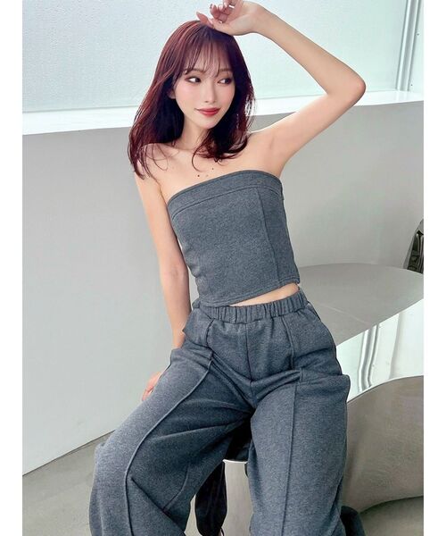 RESEXXY(リゼクシー)の「スウェットベアトップス【セットアップ着用可能】(キャミソール・レディース・ライトグレー/チャコールグレー/ブラック・FREE)」の13枚目の写真