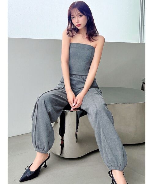 RESEXXY(リゼクシー)の「スウェットベアトップス【セットアップ着用可能】(キャミソール・レディース・ライトグレー/チャコールグレー/ブラック・FREE)」の12枚目の写真