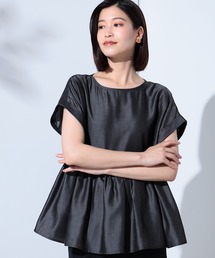 デニムペプラムブラウス