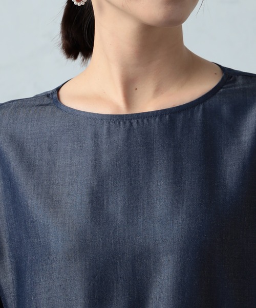 GALLORIA（ギャローリア）の「デニムペプラムブラウス（シャツ/ブラウス・レディース・インディゴブルー/グレー・LL/S/M/L）」の7枚目の写真