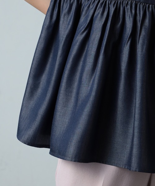 GALLORIA（ギャローリア）の「デニムペプラムブラウス（シャツ/ブラウス・レディース・インディゴブルー/グレー・LL/S/M/L）」の8枚目の写真