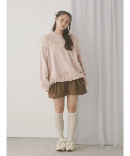 merry jenny（メリージェニー）の「ギャザーリボンフレアミニスカート（スカート・レディース・アイボリー/ブラウン・FREE）」の6枚目の写真