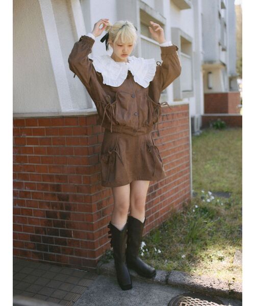 merry jenny（メリージェニー）の「ギャザーリボンフレアミニスカート（スカート・レディース・アイボリー/ブラウン・FREE）」の14枚目の写真