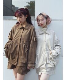 ギャザーリボンフレアミニスカート