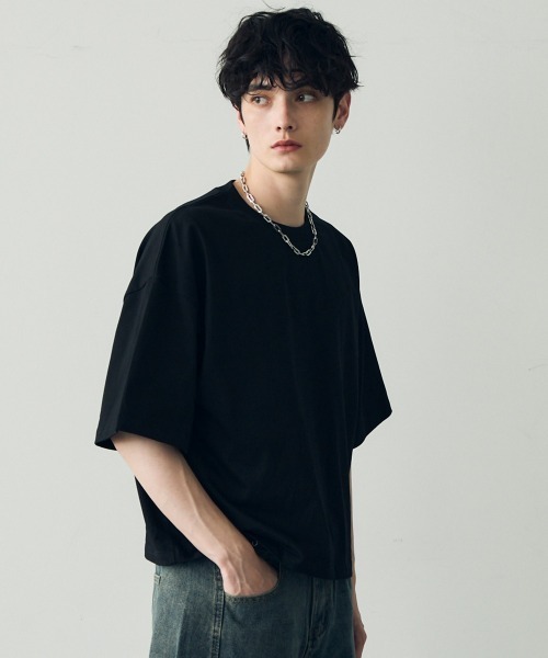 boohoo MAN★オーバーサイズ 半袖 ウォッシュ トップス Tシャツ セール】Oversized cropped short sleeve T-shirt / オーバー