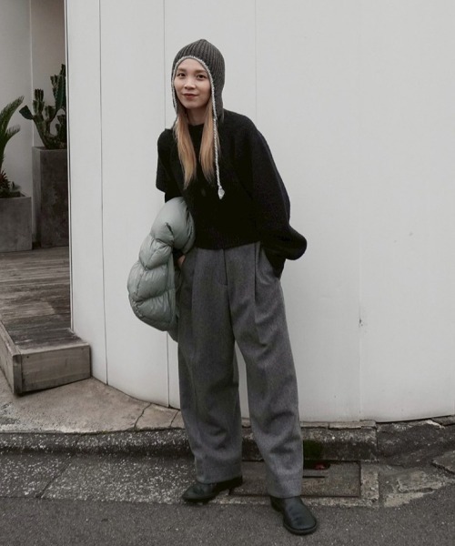 TODAYFUL（トゥデイフル）の「Ear Flap Knitcap（キャップ・レディース・チャコールグレー/ブラウン・FREE）」の19枚目の写真