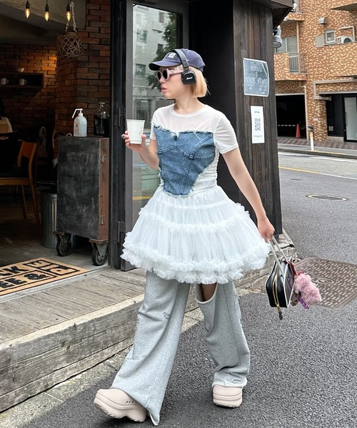 Alley Tokyo（アリートーキョー）の「なんちゃってビスチェT（Tシャツ/カットソー・レディース・ブラック/ブルー・F）」の12枚目の写真