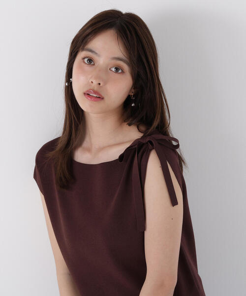 PROPORTION BODY DRESSING(プロポーションボディドレッシング)の「肩リボンアシメニット / 1215270702(ニット/セーター・レディース・ブラック/ベージュ/ブラウン/ピンク・FREE)」の6枚目の写真