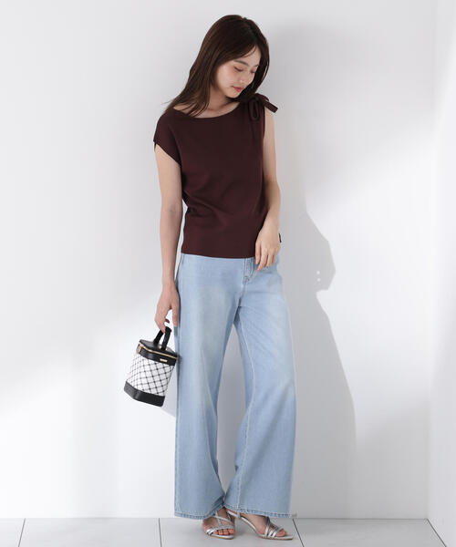 PROPORTION BODY DRESSING(プロポーションボディドレッシング)の「肩リボンアシメニット / 1215270702(ニット/セーター・レディース・ブラック/ベージュ/ブラウン/ピンク・FREE)」の8枚目の写真
