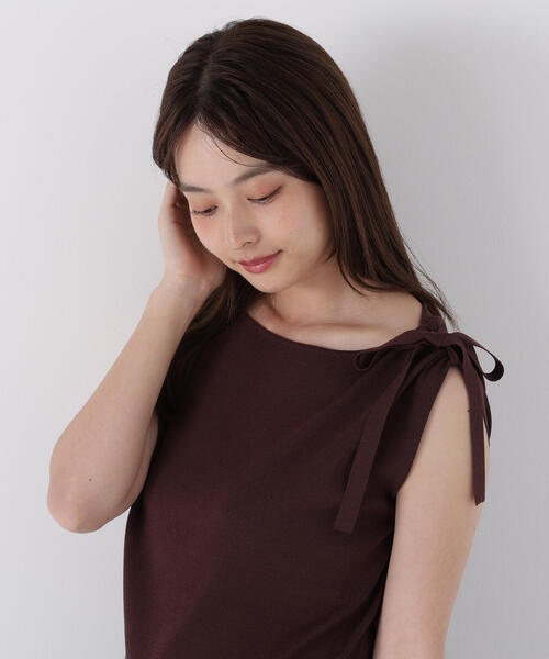 PROPORTION BODY DRESSING(プロポーションボディドレッシング)の「肩リボンアシメニット / 1215270702(ニット/セーター・レディース・ブラック/ベージュ/ブラウン/ピンク・FREE)」の10枚目の写真