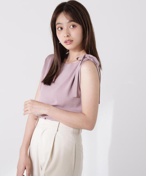 PROPORTION BODY DRESSING(プロポーションボディドレッシング)の「肩リボンアシメニット / 1215270702(ニット/セーター・レディース・ブラック/ベージュ/ブラウン/ピンク・FREE)」の4枚目の写真