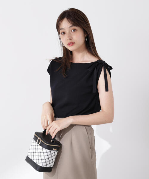 PROPORTION BODY DRESSING(プロポーションボディドレッシング)の「肩リボンアシメニット / 1215270702(ニット/セーター・レディース・ブラック/ベージュ/ブラウン/ピンク・FREE)」の1枚目の写真