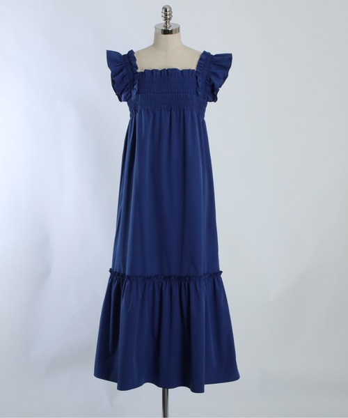 1chaku.（イッチャク）の「ティアードボリュームワンピース（ワンピース・レディース・ブルー・マルチサイズ）」の4枚目の写真