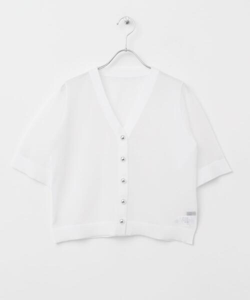 URBAN RESEARCH ROSSO WOMEN(アーバンリサーチ ロッソ)の「デザインボタンシアーカーディガン(カーディガン/ボレロ・レディース・ブルー/ホワイト・FREE)」の7枚目の写真