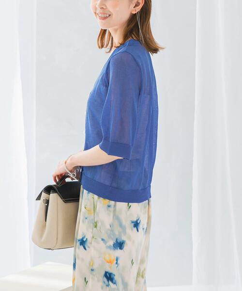 URBAN RESEARCH ROSSO WOMEN(アーバンリサーチ ロッソ)の「デザインボタンシアーカーディガン(カーディガン/ボレロ・レディース・ブルー/ホワイト・FREE)」の21枚目の写真