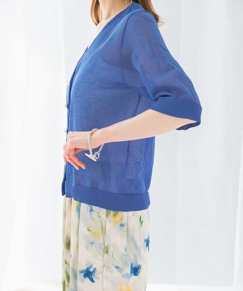 URBAN RESEARCH ROSSO WOMEN(アーバンリサーチ ロッソ)の「デザインボタンシアーカーディガン(カーディガン/ボレロ・レディース・ブルー/ホワイト・FREE)」の14枚目の写真