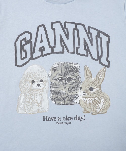 GANNI（ガニー）の「Basic Cotton Jersey Animals Relaxed T-shirt（Tシャツ/カットソー・レディース・ブルー系その他・S/M/L/XS）」の3枚目の写真