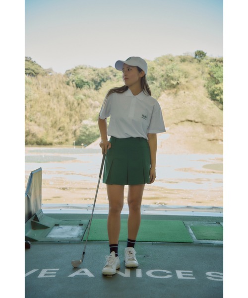 Pacific GOLF CLUB（パシフィックゴルフクラブ）の「PLEATED SKIRT（スカート・レディース・グリーン/アイボリー/ブラック・S）」の3枚目の写真