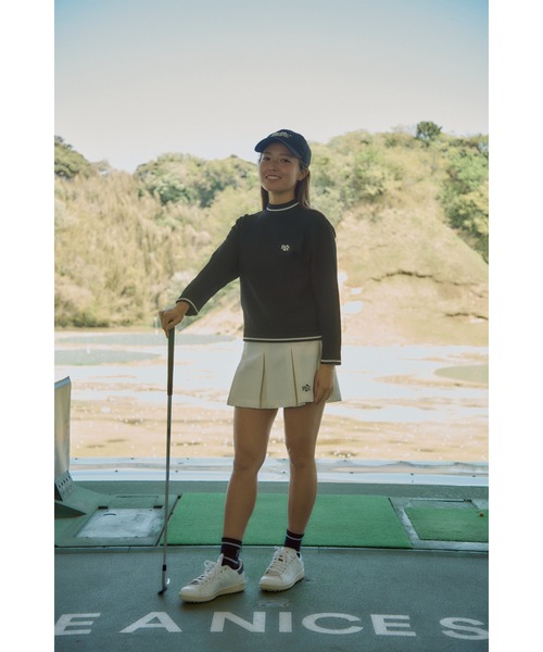 Pacific GOLF CLUB（パシフィックゴルフクラブ）の「PLEATED SKIRT（スカート・レディース・グリーン/アイボリー/ブラック・S）」の2枚目の写真