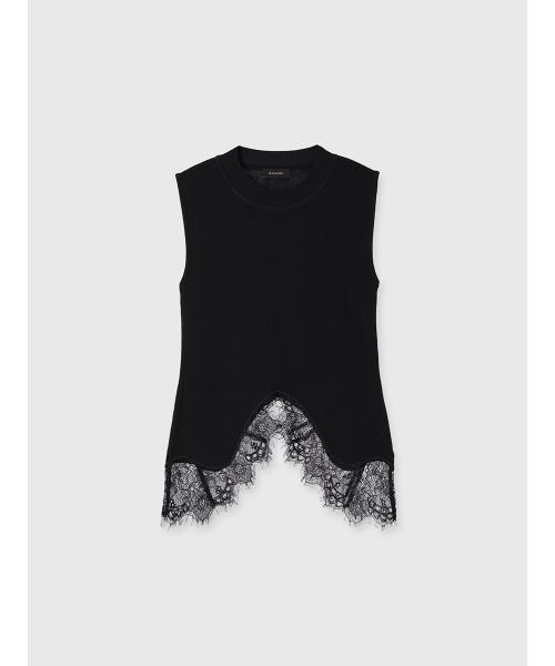 アニュアンストップス レースアングルヘムニット レースアングルヘムニット