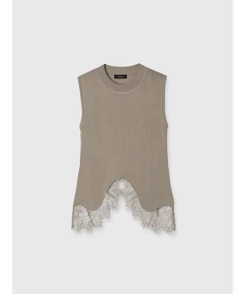 アニュアンストップス レースアングルヘムニット レースアングルヘムニット（ニット）｜ánuans（アニュアンス