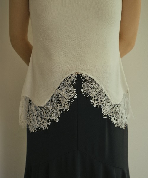 レースアングルヘムニット（ニット/セーター）｜anuans（ア